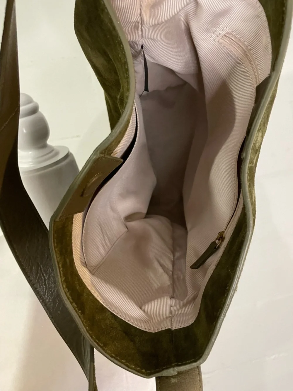 Minimal Olive Suede Shoulder Bag